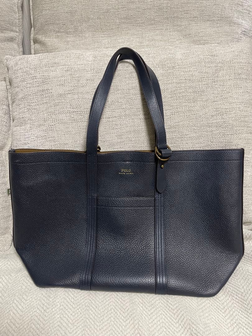 ネイビー レザー トートバッグ