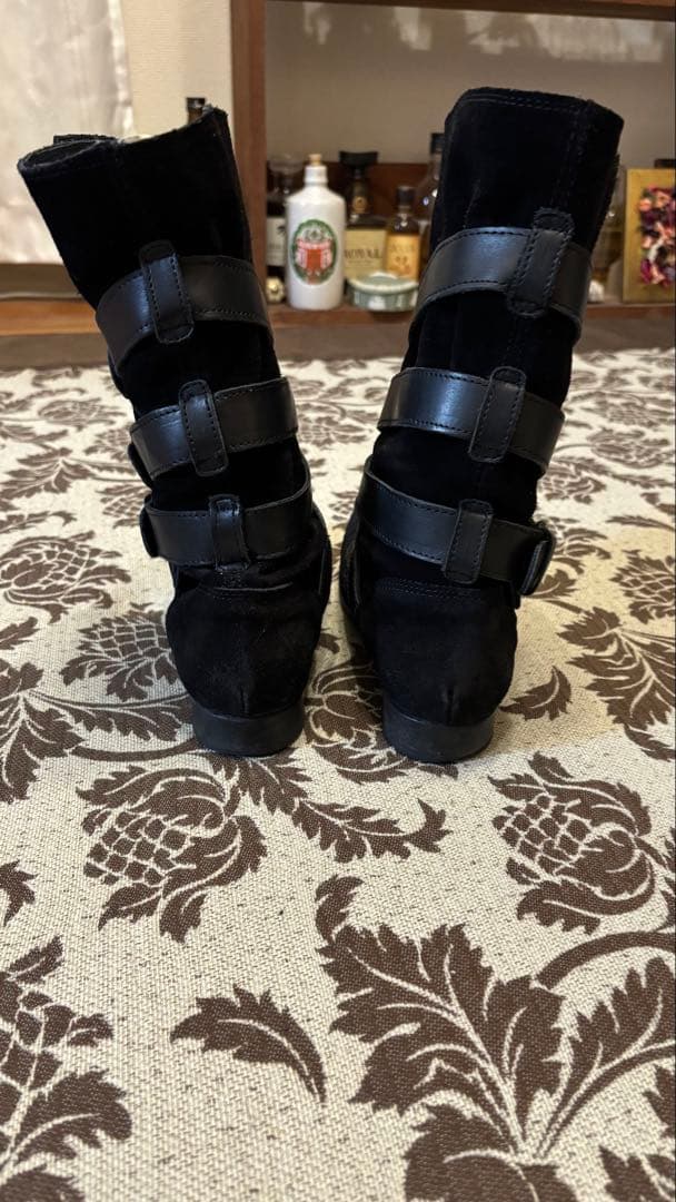 ハドソン　黒 スエード ストラップブーツ　24cm