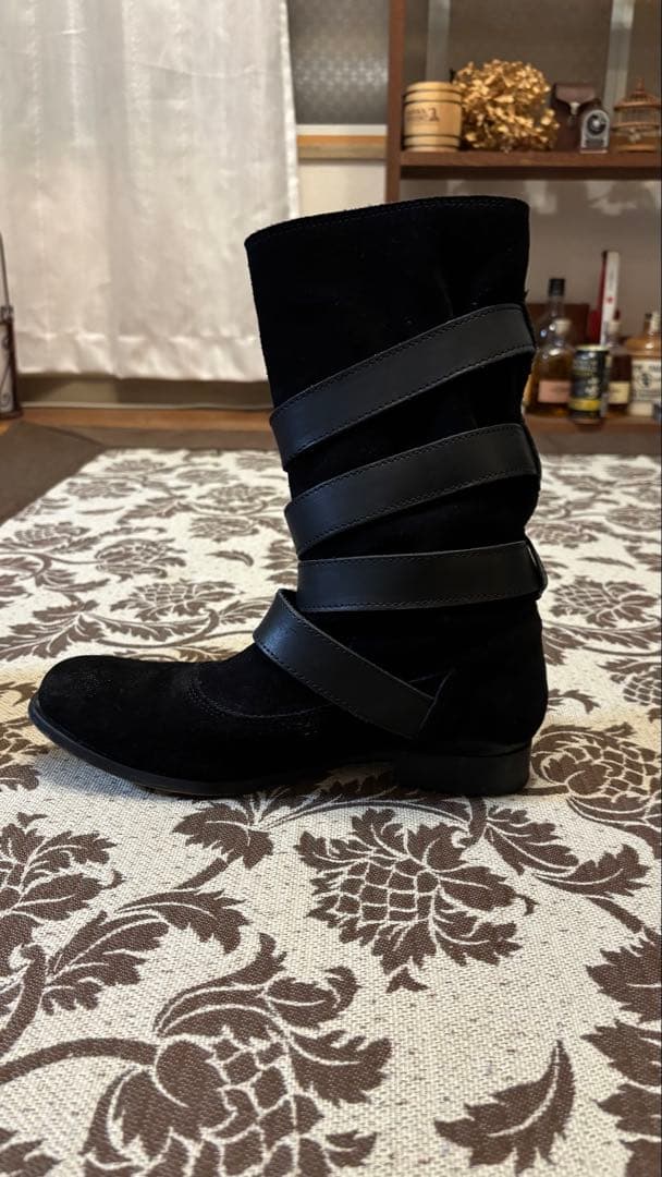 ハドソン　黒 スエード ストラップブーツ　24cm