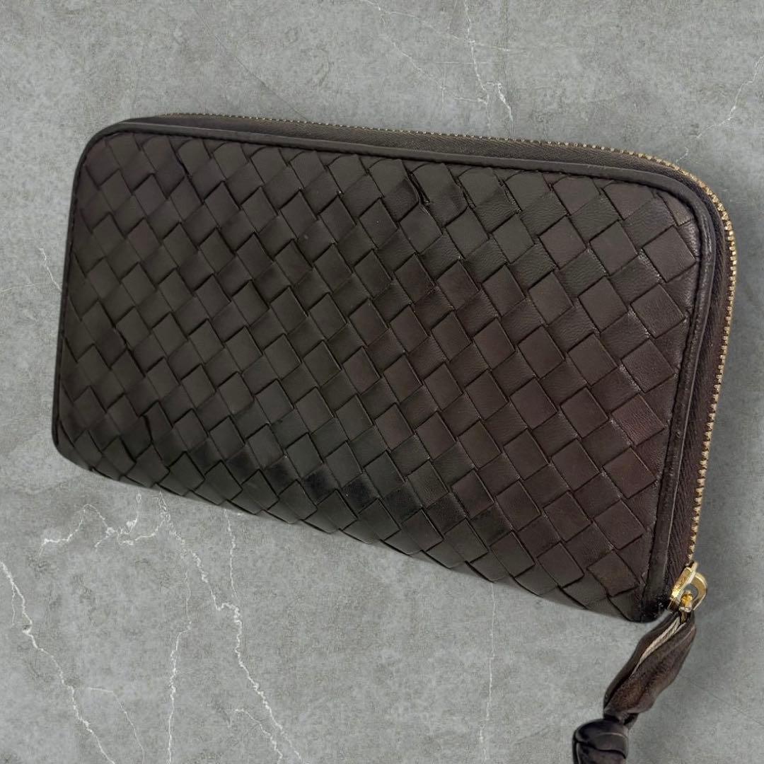 極美品‼️ ボッテガヴェネタ イントレチャート　長財布 ラウンドファスナー