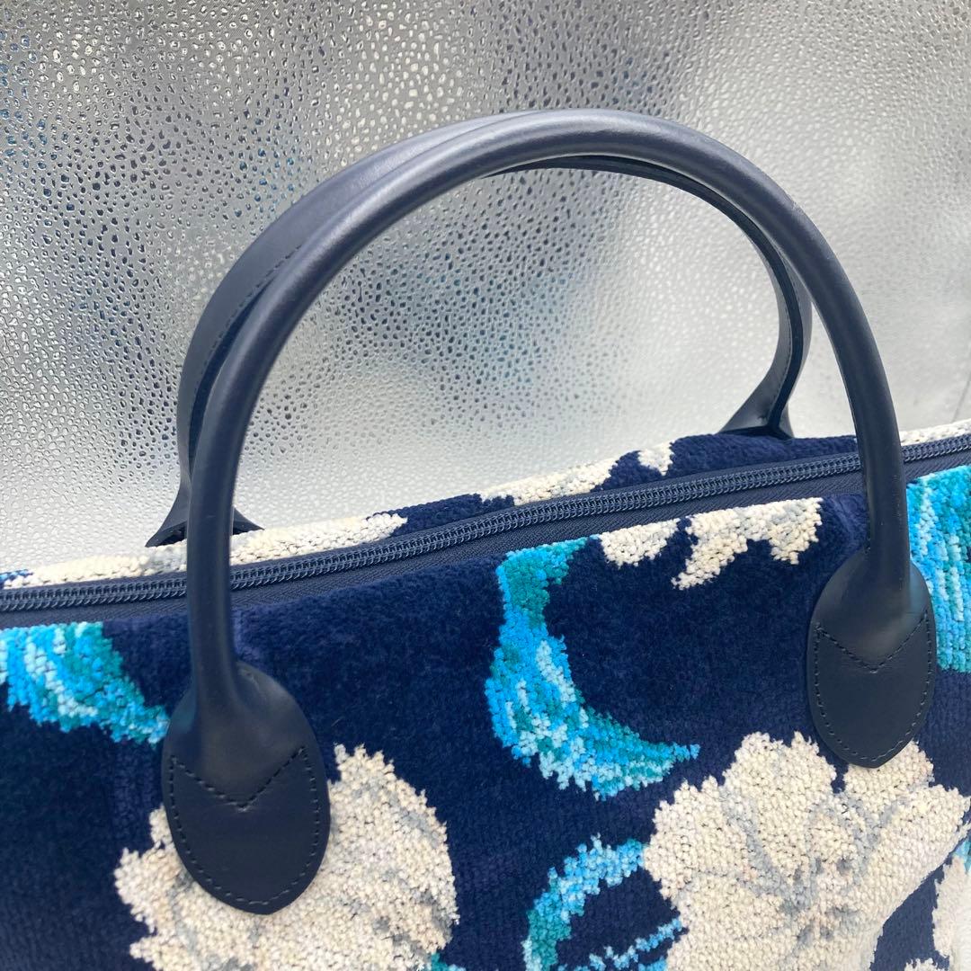 極美品✨ フェイラー　ピュアリティ　シュニール織　ハンドバッグ　ショルダー　紺色