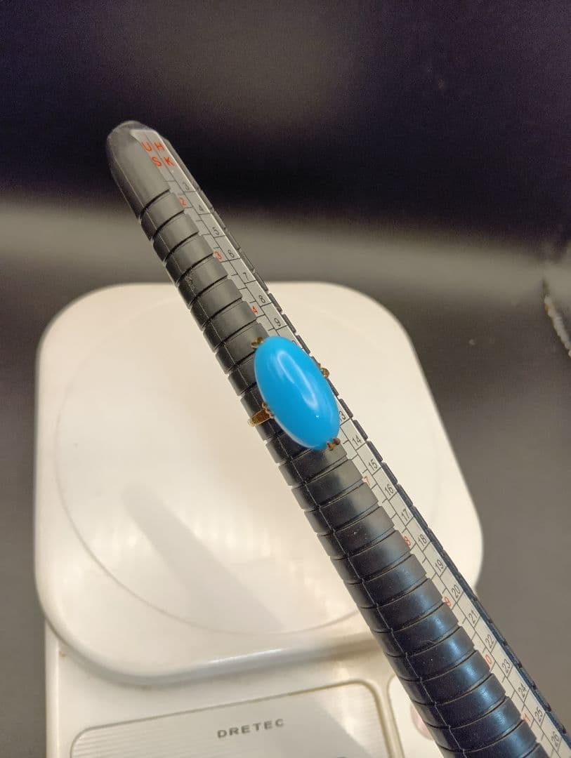 全*売様 K18　金 青いオニキス リング 約11号　約4グラム