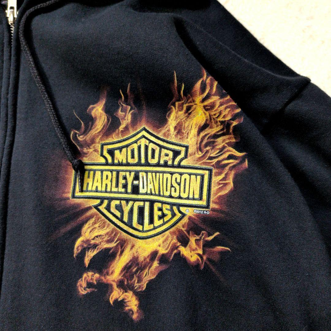 【美品】ハーレーダビッドソン メキシコ製 ジップパーカー フレイム