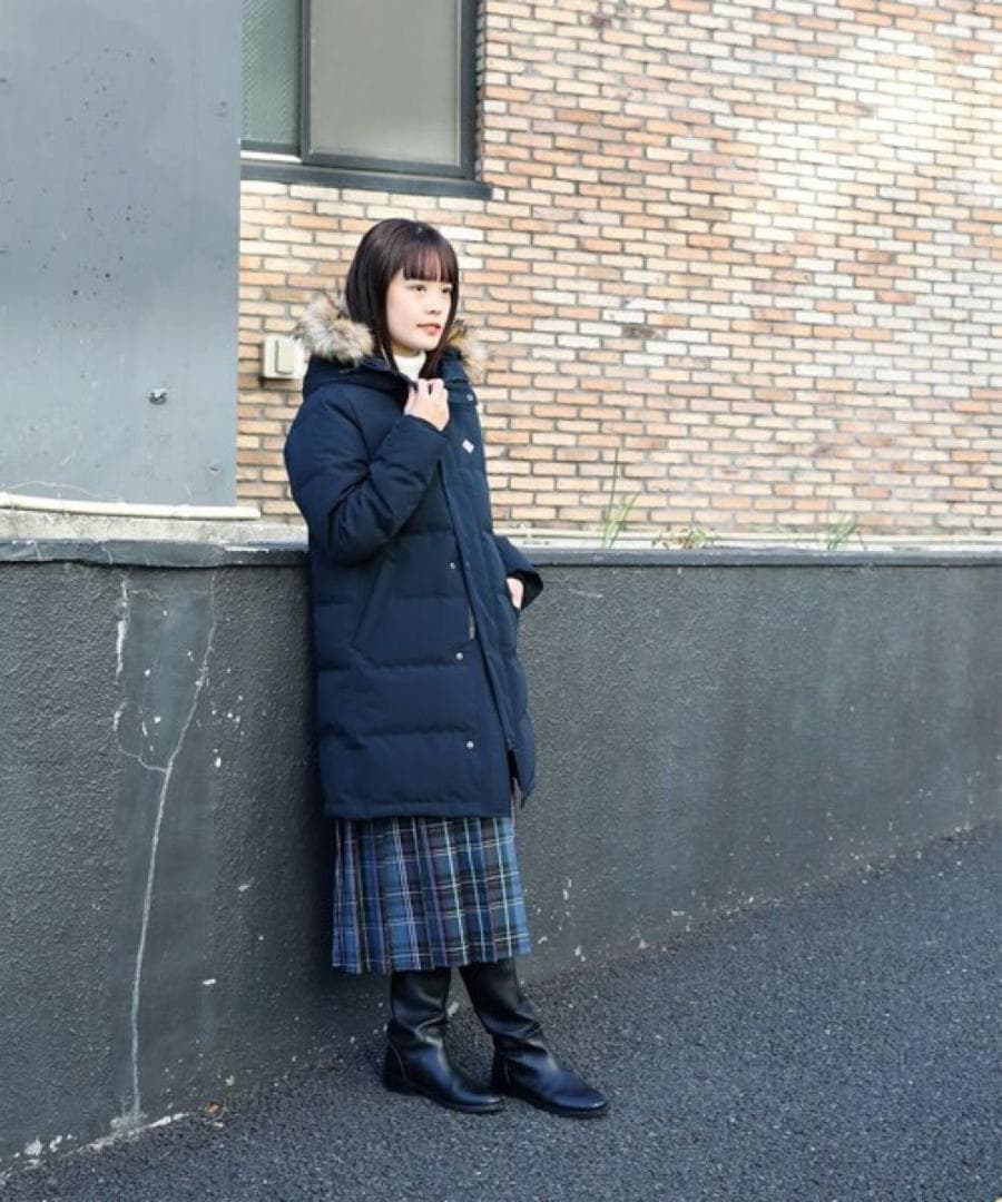 DANTON Ray BEAMS フードダウンコート　ネイビー　36 ラクーン