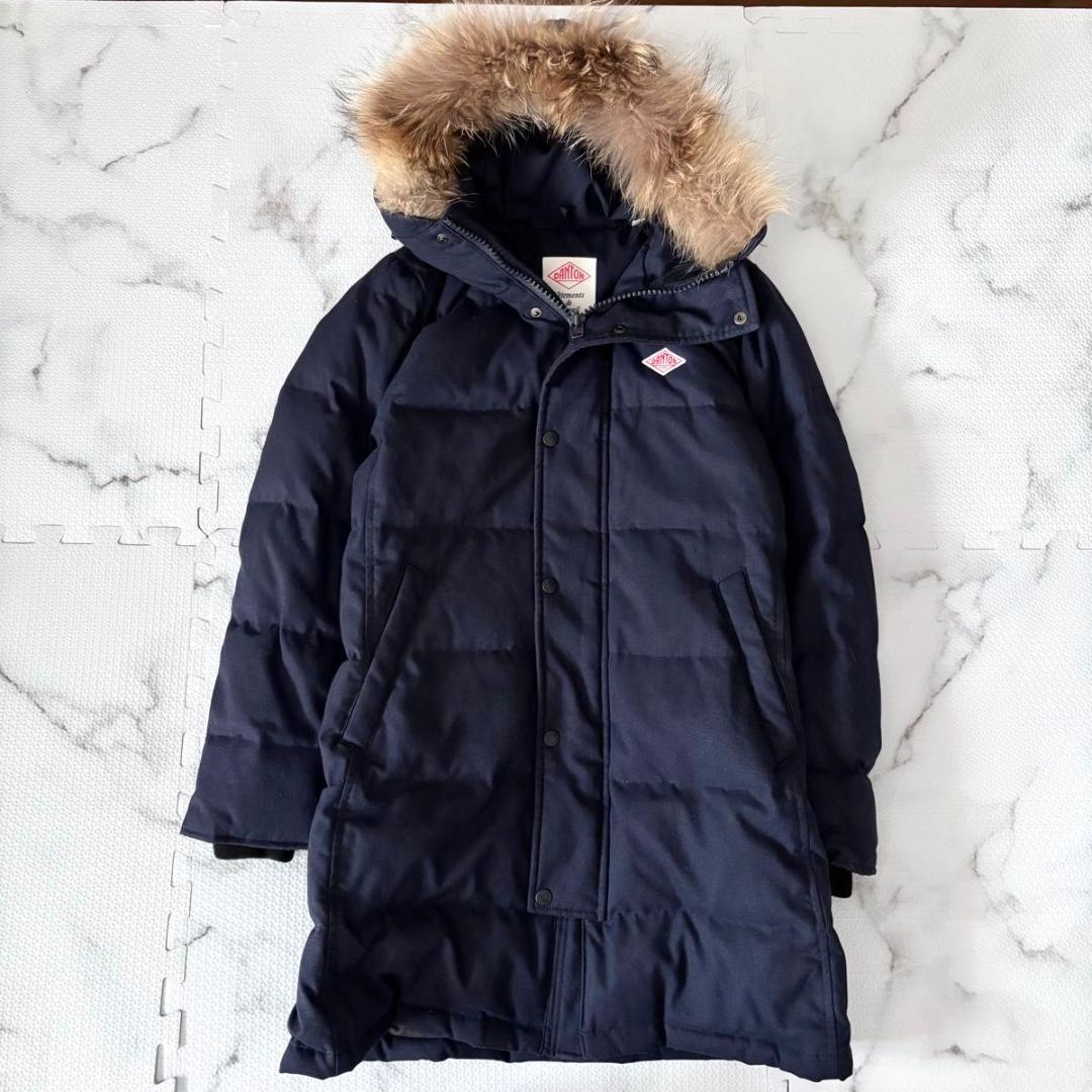 DANTON Ray BEAMS フードダウンコート　ネイビー　36 ラクーン