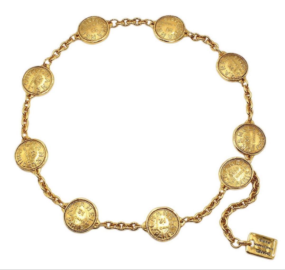 S2104 美品 シャネル ロゴ メダルモチーフ チェーンベルト