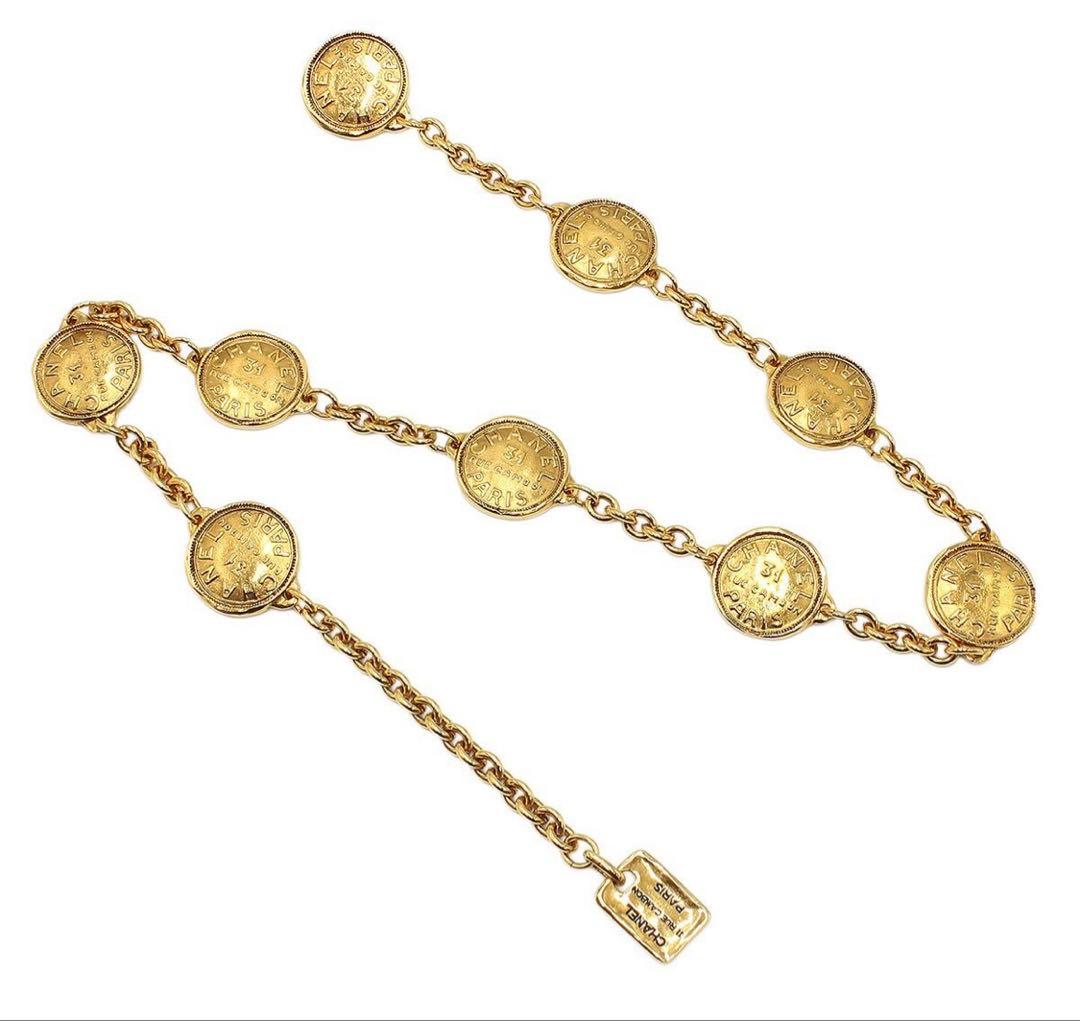 S2104 美品 シャネル ロゴ メダルモチーフ チェーンベルト