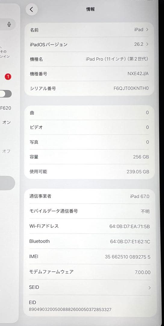 iPad Pro 11インチ　第2世代　シルバー　256GB A2230 超美品