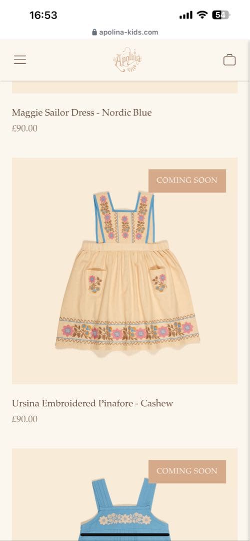 ワンピース Apolina Ursina Embroidered Pinafore 5-7y