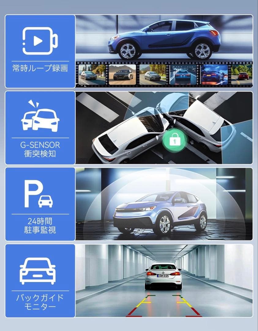 ドライブレコーダー⭐️ミラー型 12インチ大画面 前後カメラ CarPlay搭載