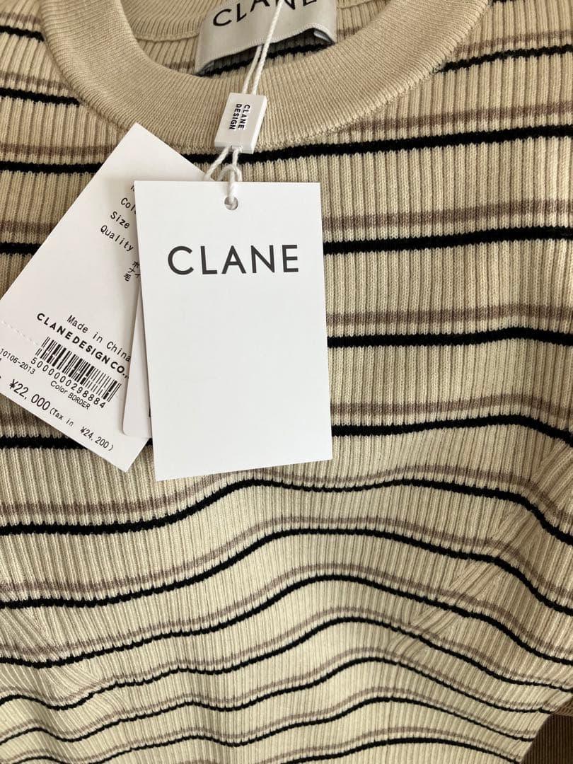 CLANE FRILL SLEEVE KNIT TOPS サイズ1 BORDER