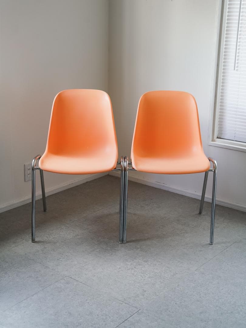 MOD ELENA スタッキングチェア 2脚 オレンジ色 ミッドセンチュリー