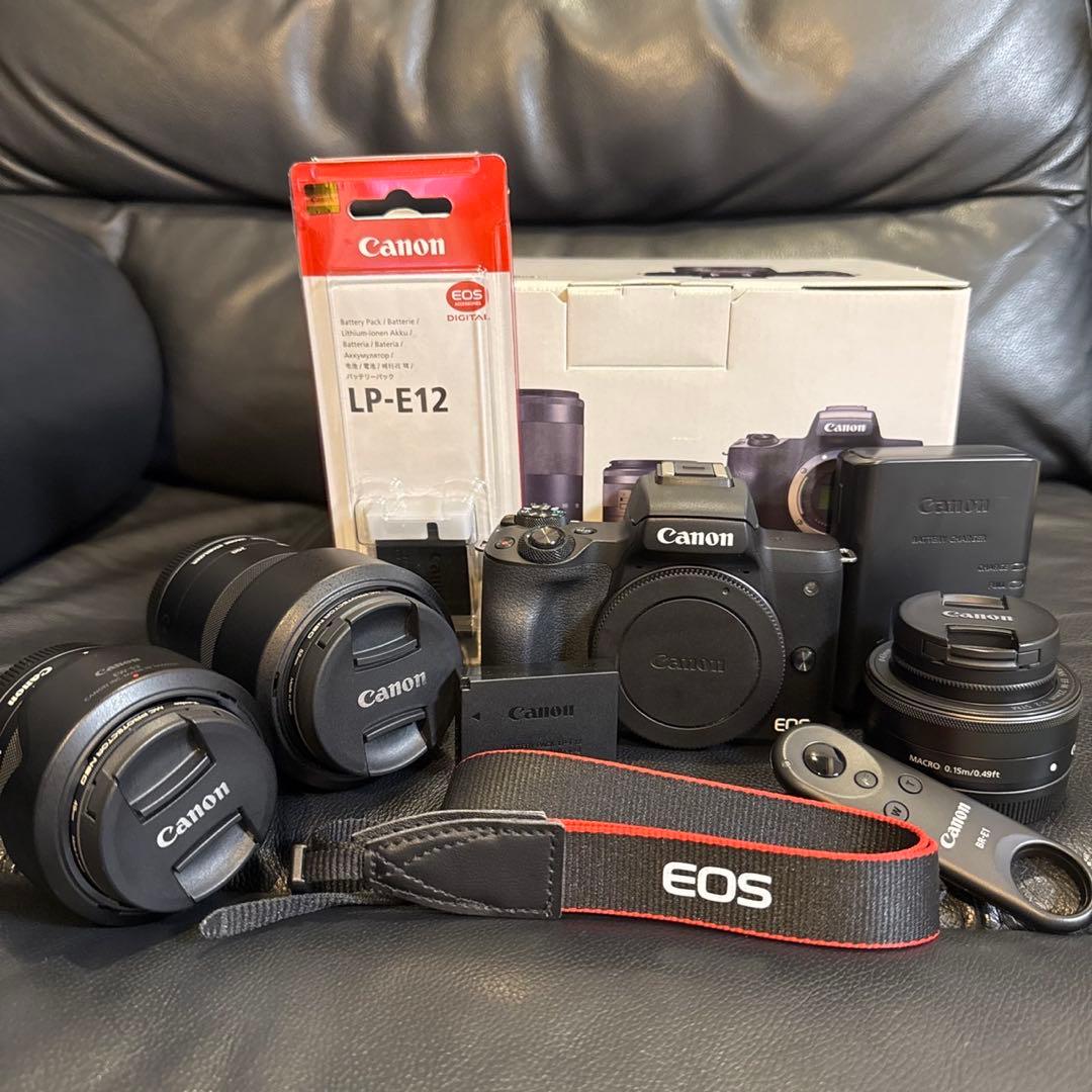 お買得！Canon EOS Kiss M ブラック+レンズ３本+おまけ複数