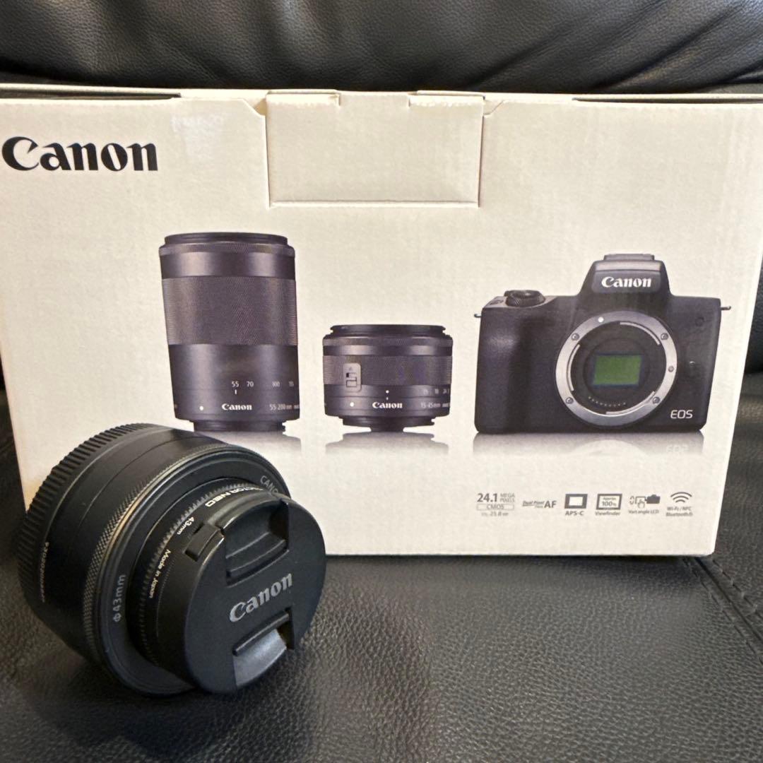 お買得！Canon EOS Kiss M ブラック+レンズ３本+おまけ複数