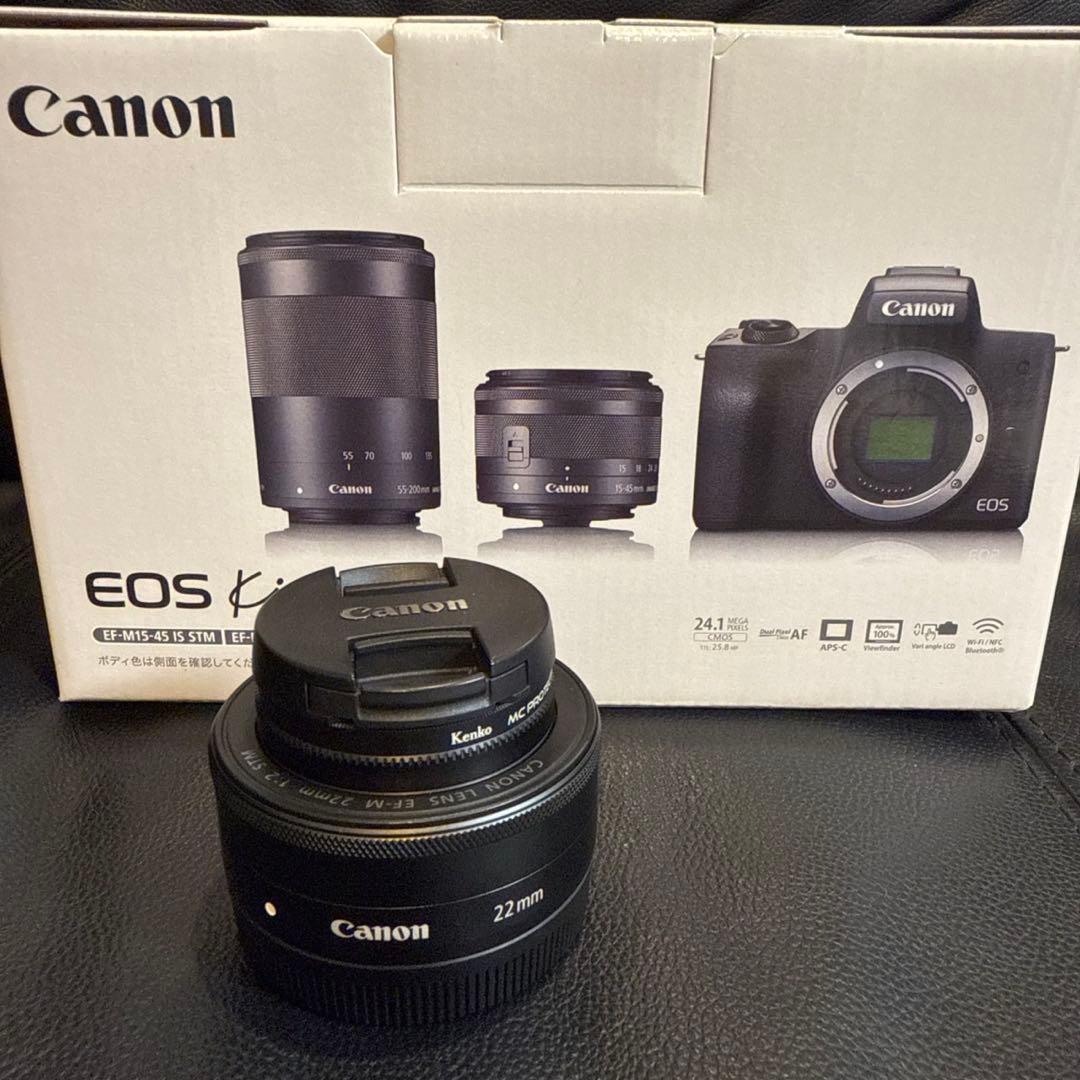 お買得！Canon EOS Kiss M ブラック+レンズ３本+おまけ複数