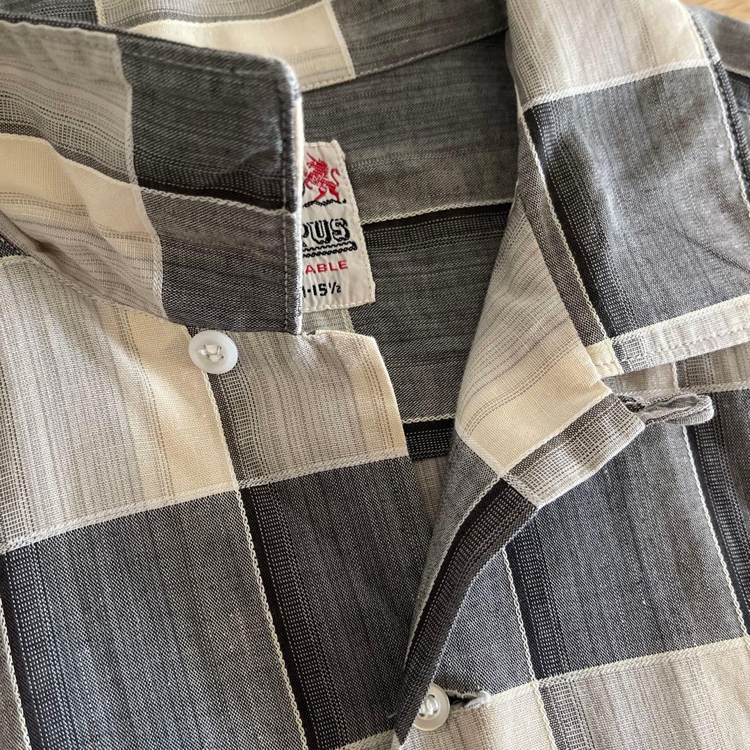 希少50's 60's campus オープンカラーシャツ　コットン　白黒　M