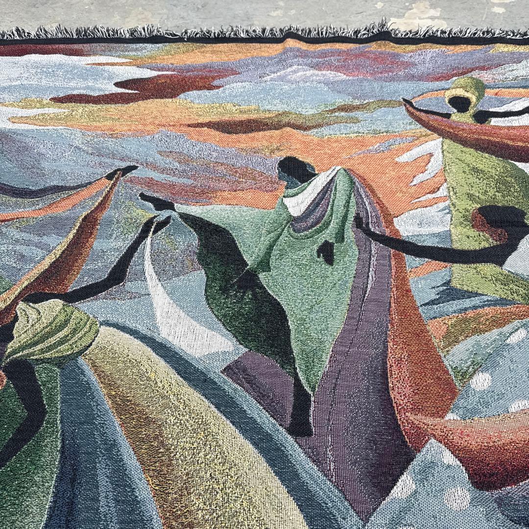 アート　マルチカバー　ソファーカバー　ヴィンテージラグ　125x172