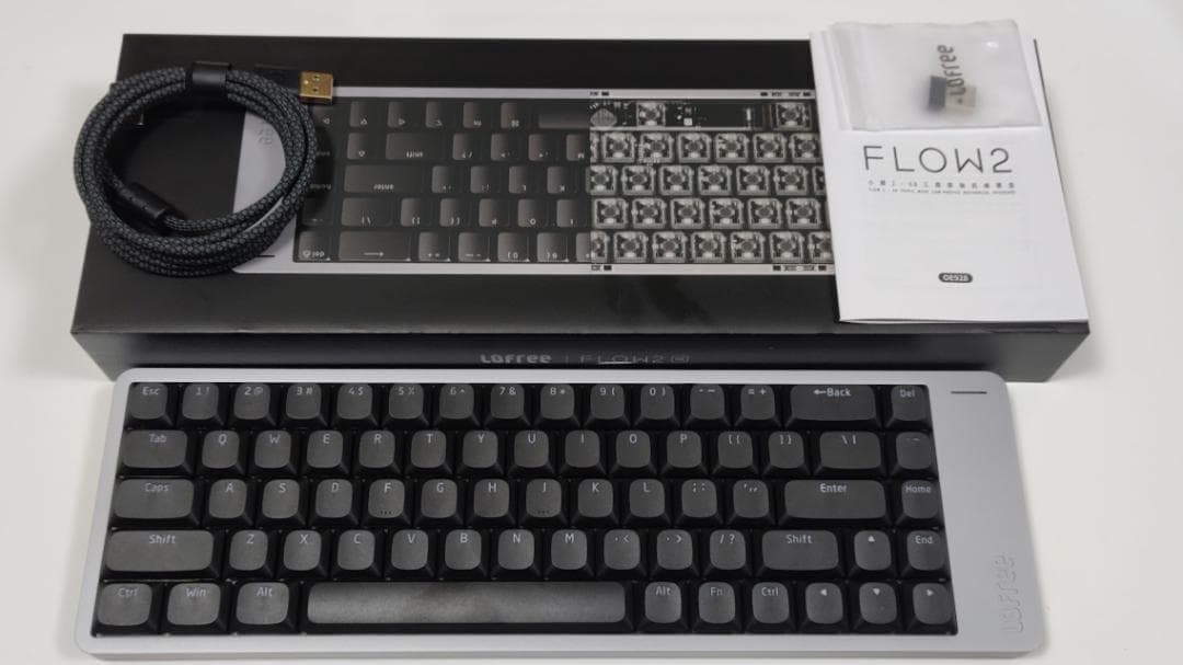 【特別限定カスタム】LOFREE FLOW2グレー（68キー） × 静音ピンク軸