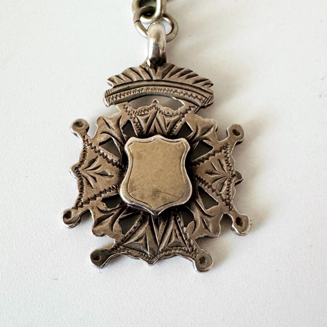 1901年★英国★アルバートチェーン/純銀製/アンティーク