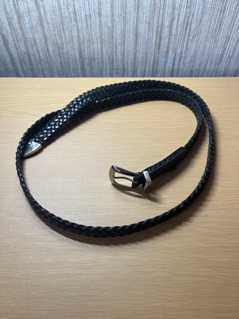 MBアイテム 三点尾錠　MBハイエンドレザーナローメッシュベルト　シルバー　S