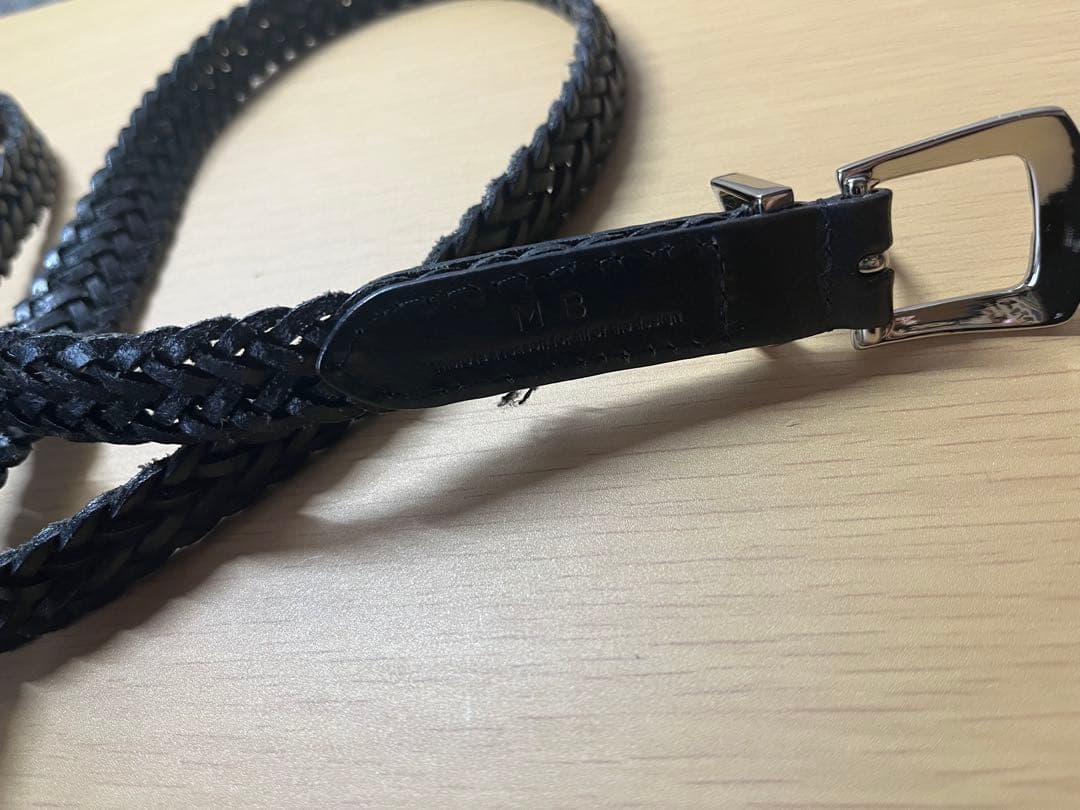 MBアイテム 三点尾錠　MBハイエンドレザーナローメッシュベルト　シルバー　S