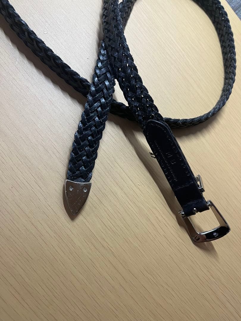 MBアイテム 三点尾錠　MBハイエンドレザーナローメッシュベルト　シルバー　S