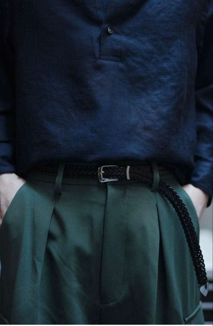 MBアイテム 三点尾錠　MBハイエンドレザーナローメッシュベルト　シルバー　S