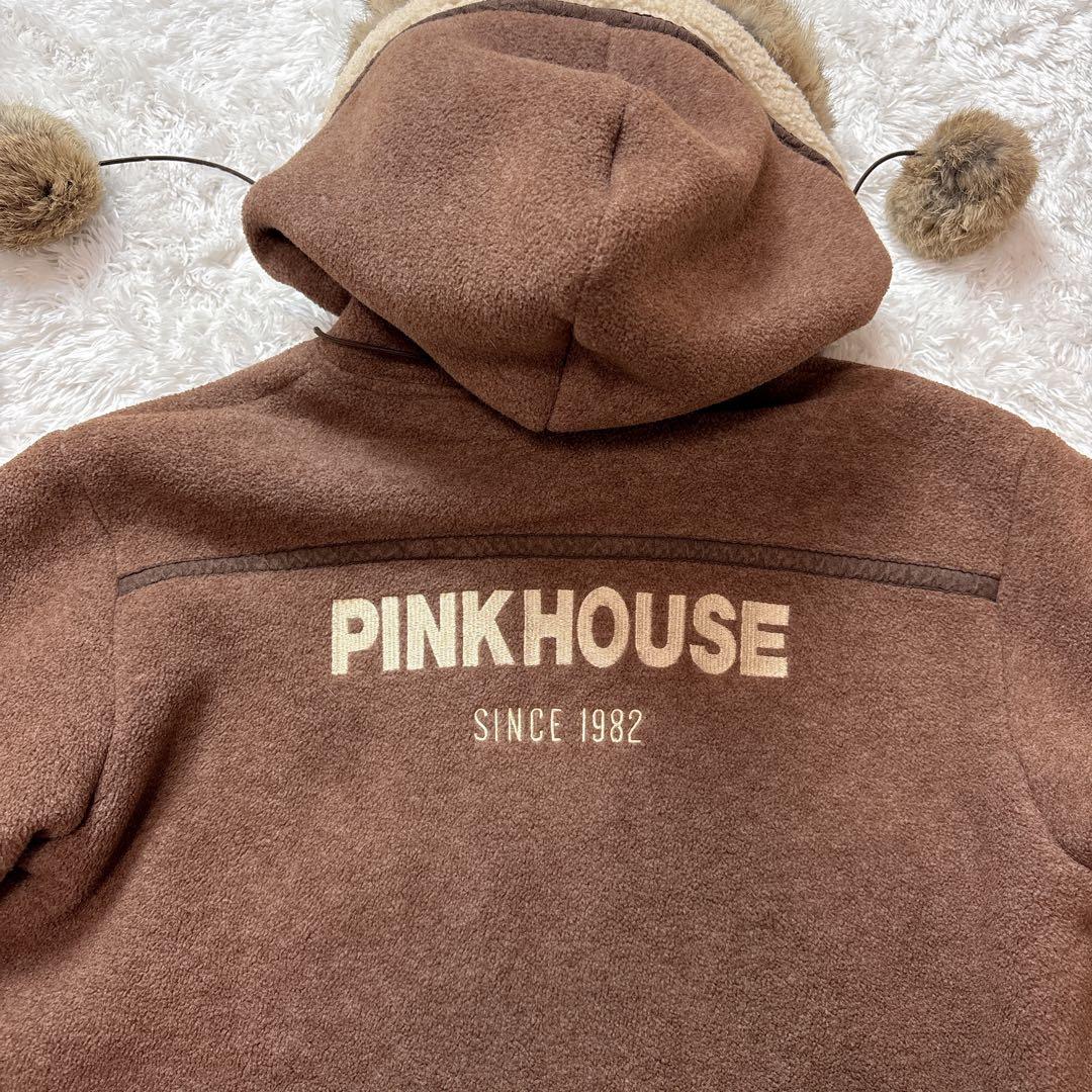 PINKHOUSE ラビットファー ボア フード付き ブラウン ジャケット