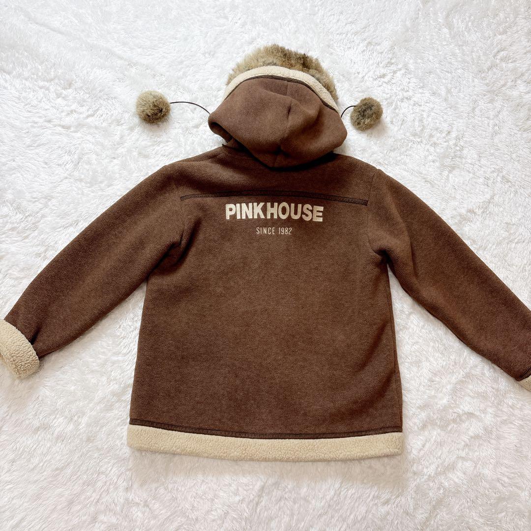 PINKHOUSE ラビットファー ボア フード付き ブラウン ジャケット