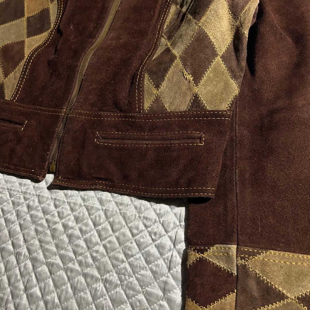 60s~ VINTAGE USA スエードジャケット ハーレクイン ダイヤ 短丈