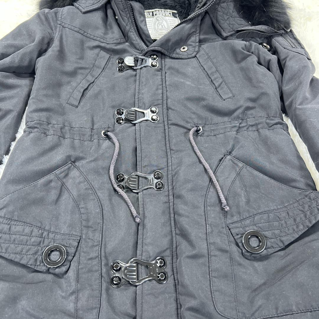 【SLY】黒モッズコート 1 ファーフード 裏ボア 防寒