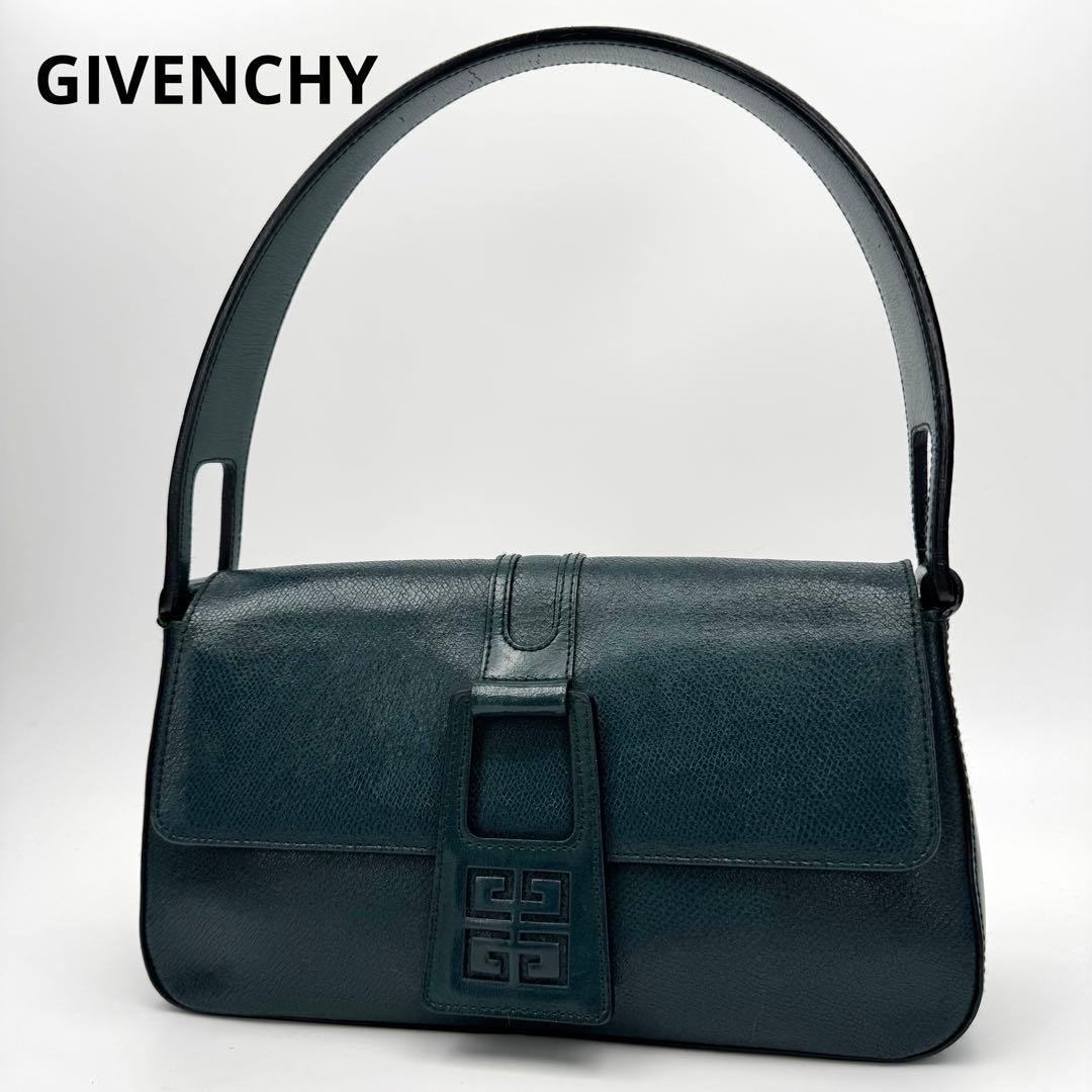 ジバンシー 4Gロゴ レザー ハンドバッグ ショルダーバッグ 肩掛け 濃緑