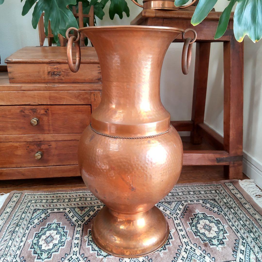 【銅の大きな花瓶】イタリア製　傘立て　ヴィンテージ　花びん　コッパー