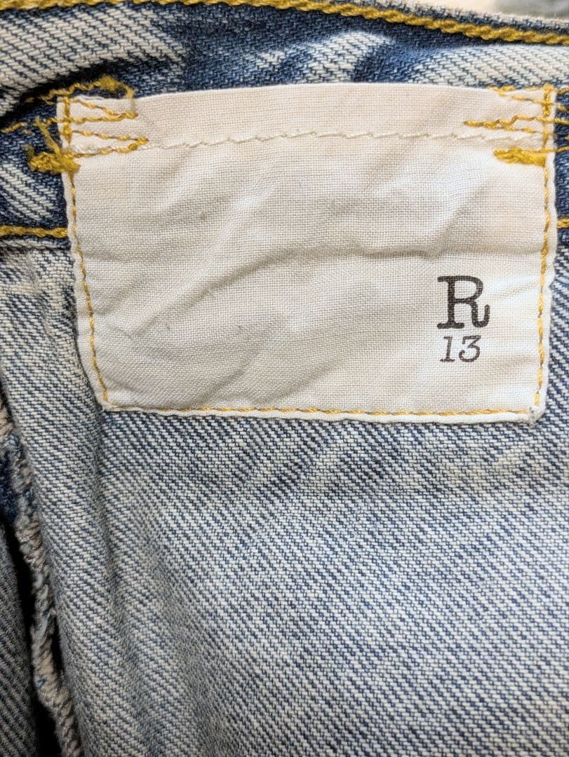 R13／double classic shredd hem／ダメージデニム