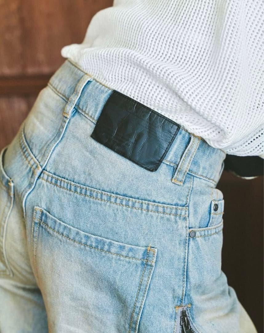 新品24 ADILENIUM シーズン3 ジップウォッシュド デニム パンツ