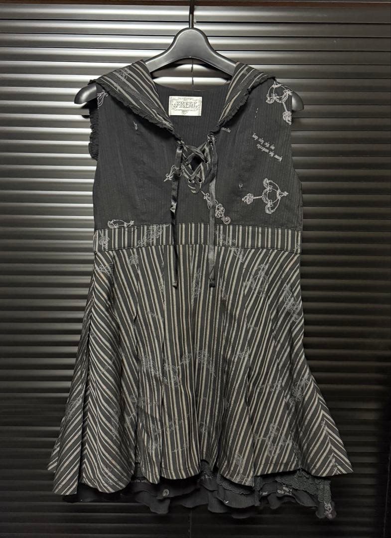 h.naoto FRELL セーラー レース ストライプ柄 ワンピース ゴスロリ