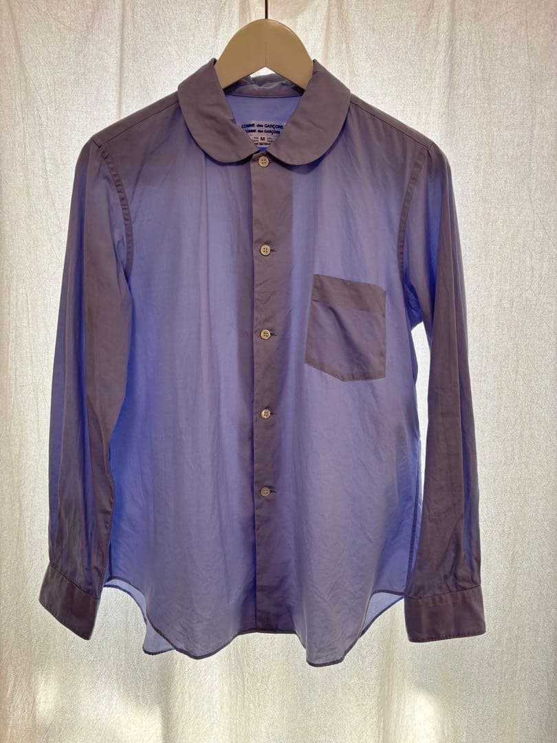 COMME des GARÇONS コムコム　ライトブルー　丸襟　長袖シャツ M