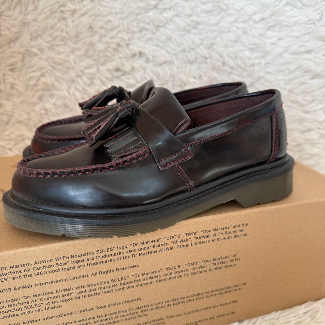 Dr.Martens バーガンディ タッセル付きレザー ローファー UK3