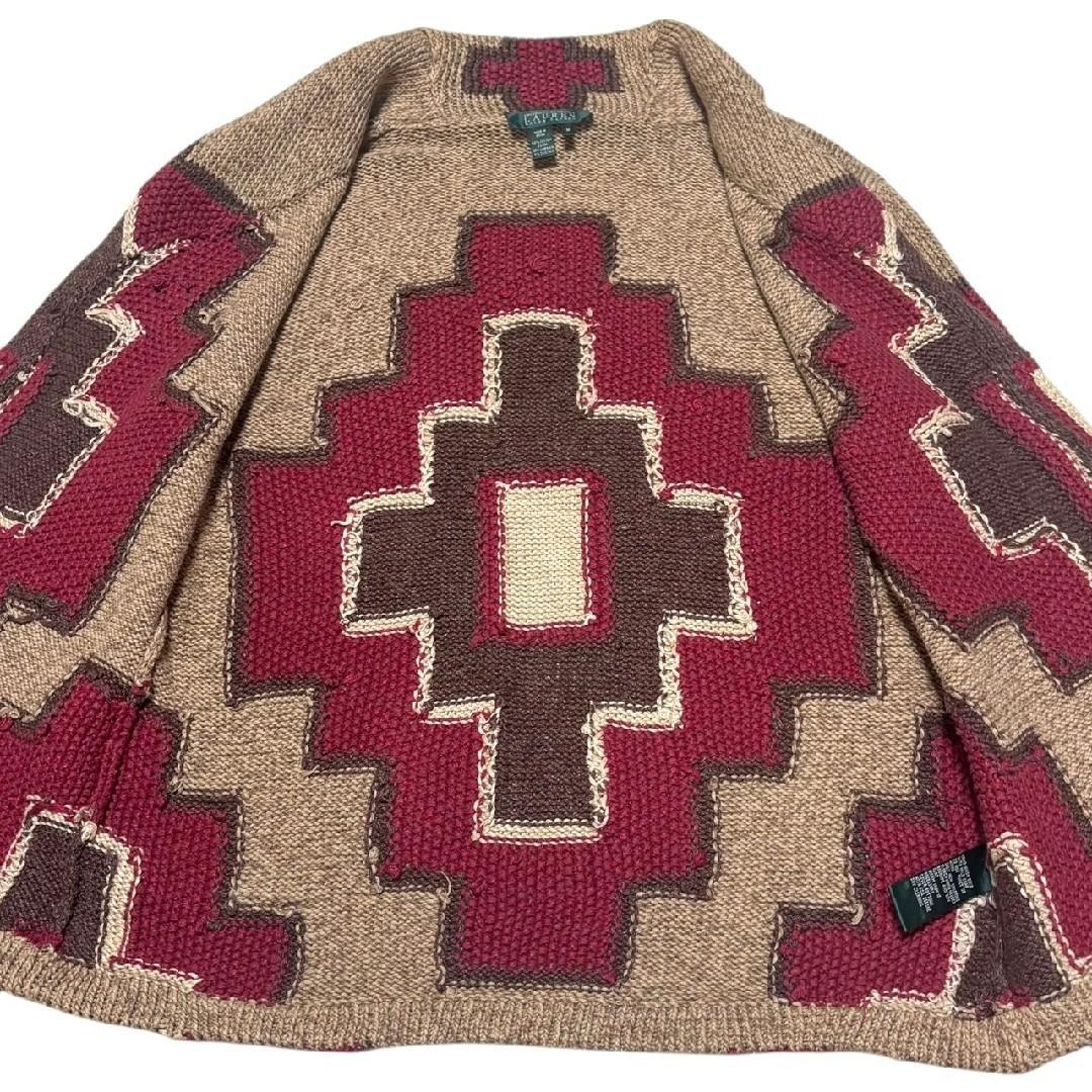 ラルフローレン　ネイティブ　ナバホ柄　コンチョボタン　ニットカーディガン　M