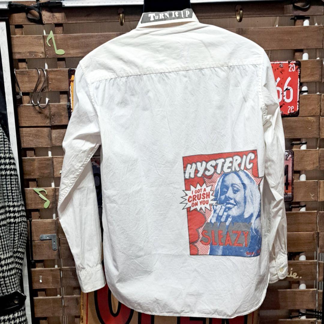 ヒステリックグラマー　ガールロゴ　プリント　長袖シャツ　ホワイト　L