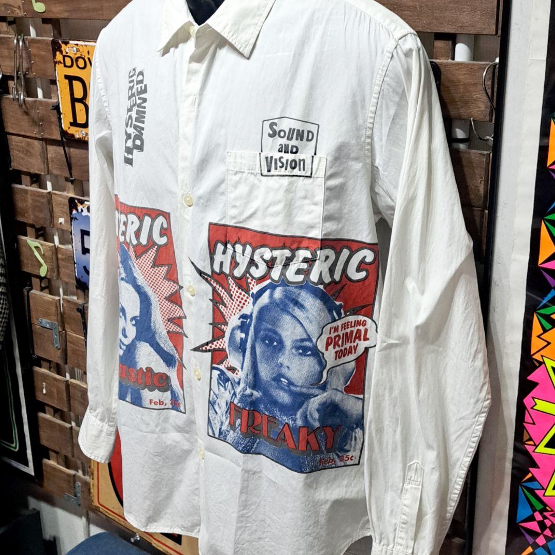ヒステリックグラマー　ガールロゴ　プリント　長袖シャツ　ホワイト　L