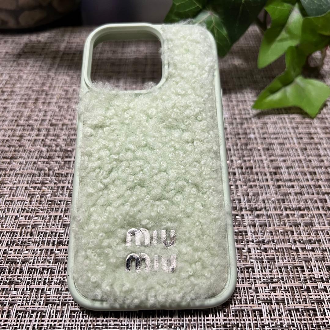 Miu Miu iPhone14PROケース エメラルドグリーン
