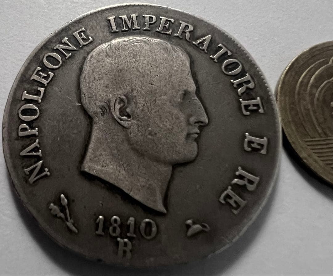 招*@様 1810年イタリア 5リラ 銀貨　　　　皇帝ナポレオン