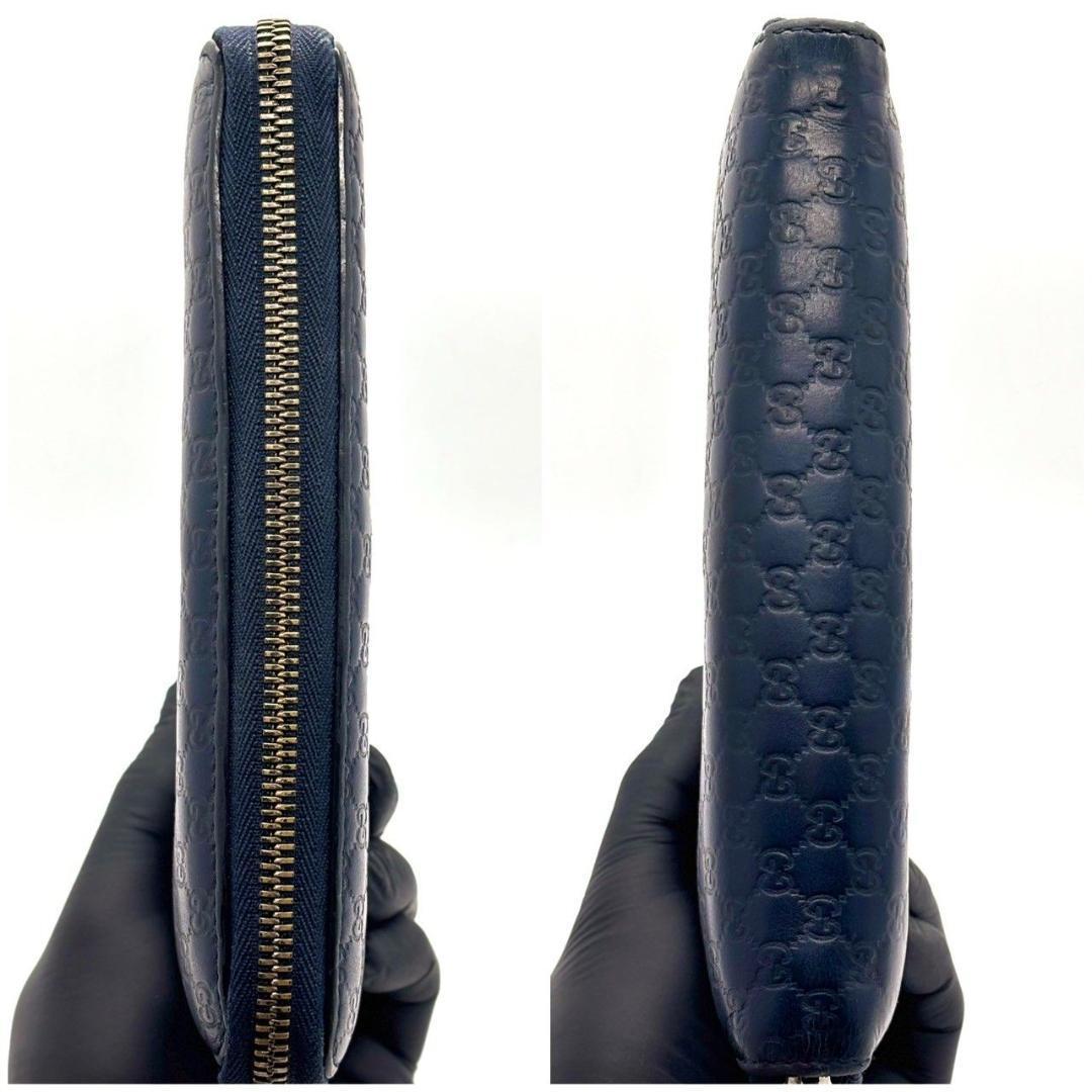 し*う様 グッチ　ラウンドファスナー マイクロシマ 長財布 8カード レザー　ネ