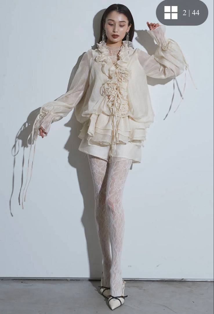 ANDREA&Co. フリルチュニックセットアップワンピース　アイボリー