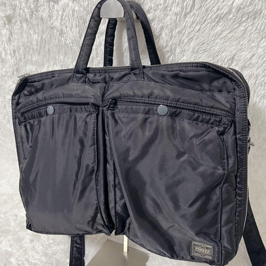 【美品】PORTER タンカー　2層　マチ拡張　ブリーフケース　ブラック