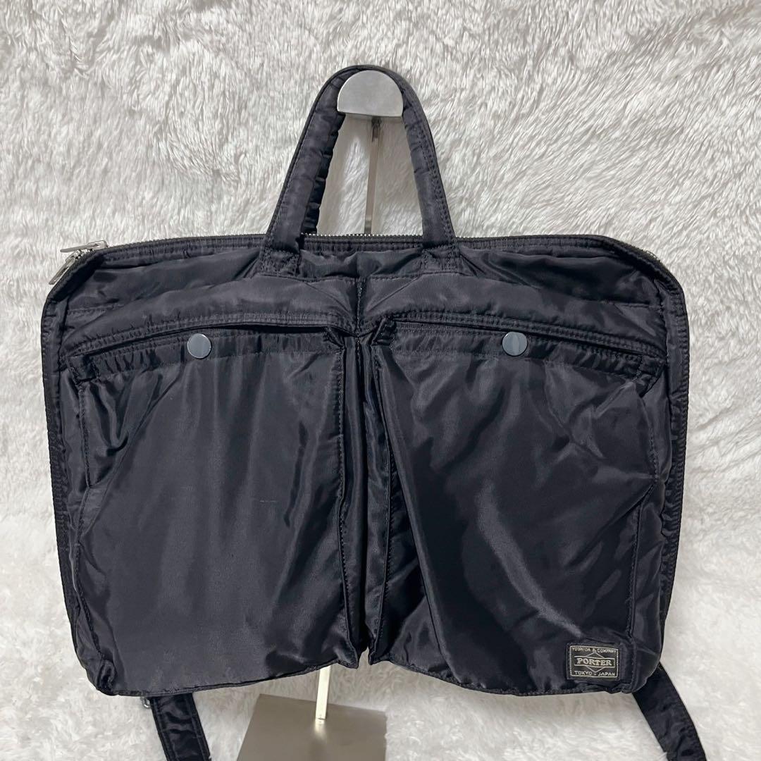 【美品】PORTER タンカー　2層　マチ拡張　ブリーフケース　ブラック