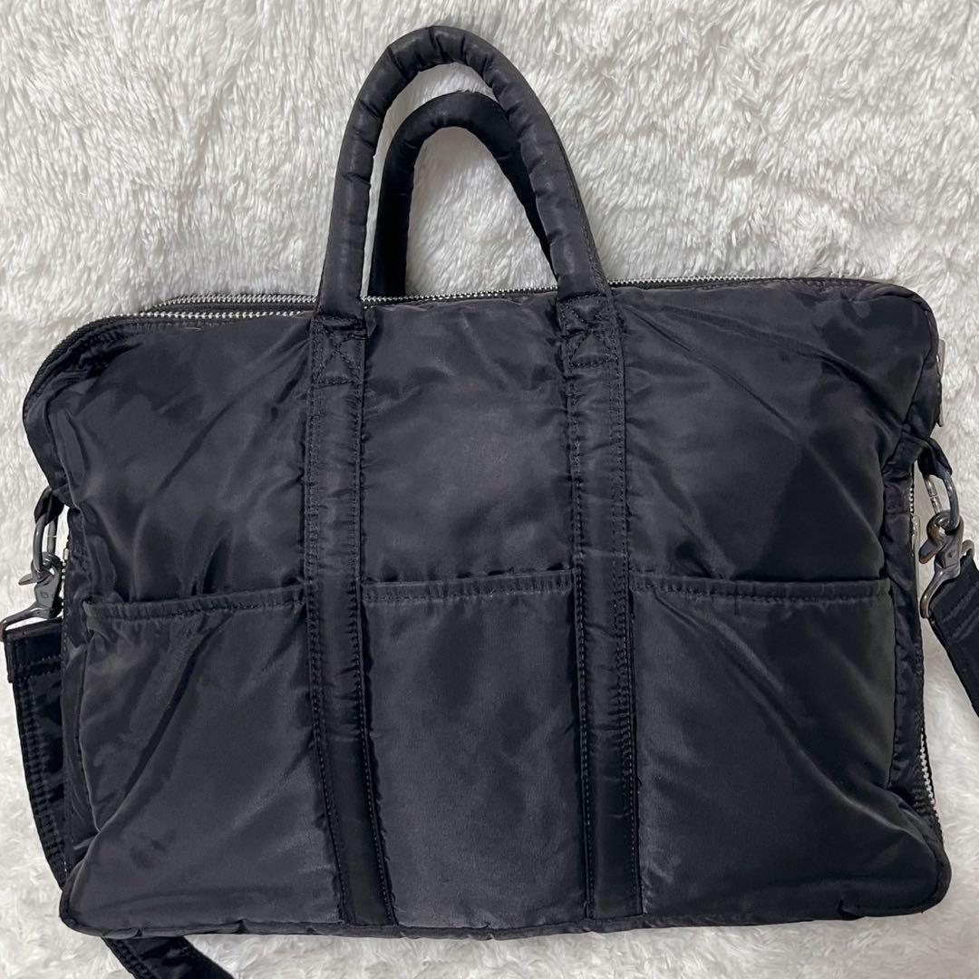 【美品】PORTER タンカー　2層　マチ拡張　ブリーフケース　ブラック