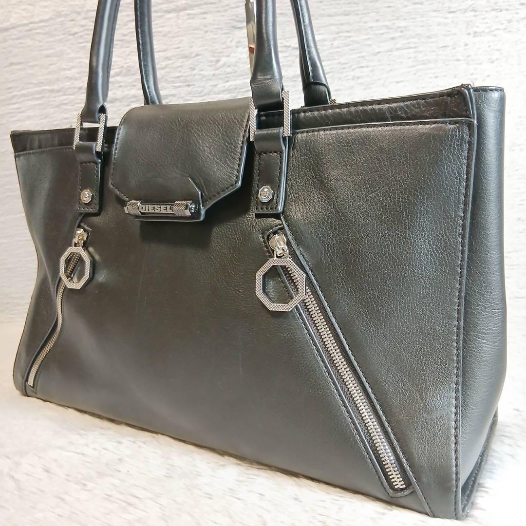 DIESEL ディーゼル　ビジネスバッグ　ブリーフケース　ブラック　本革レザー