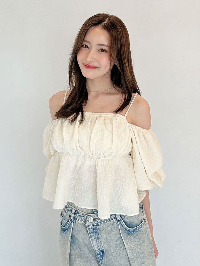 SNIDEL スナイデル　オフショルフリルブラウス